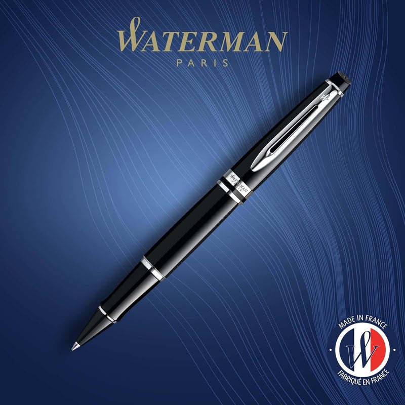 Waterman Expert Black Chrome Trim Rollerball Pen 9321 Medium - Image 2